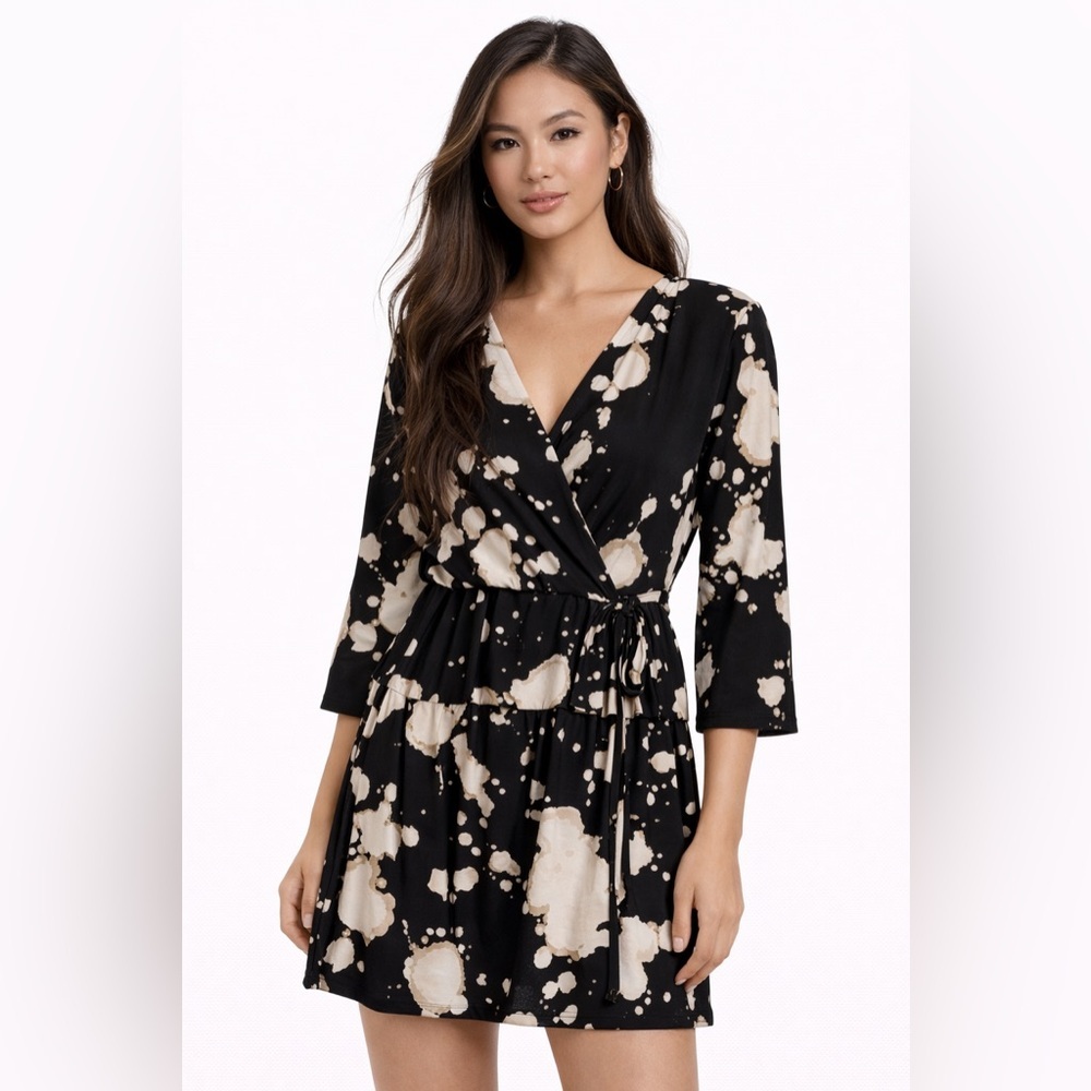 Another Reason Dress Black‎ 3/4 Sleeve V Neck Size 8